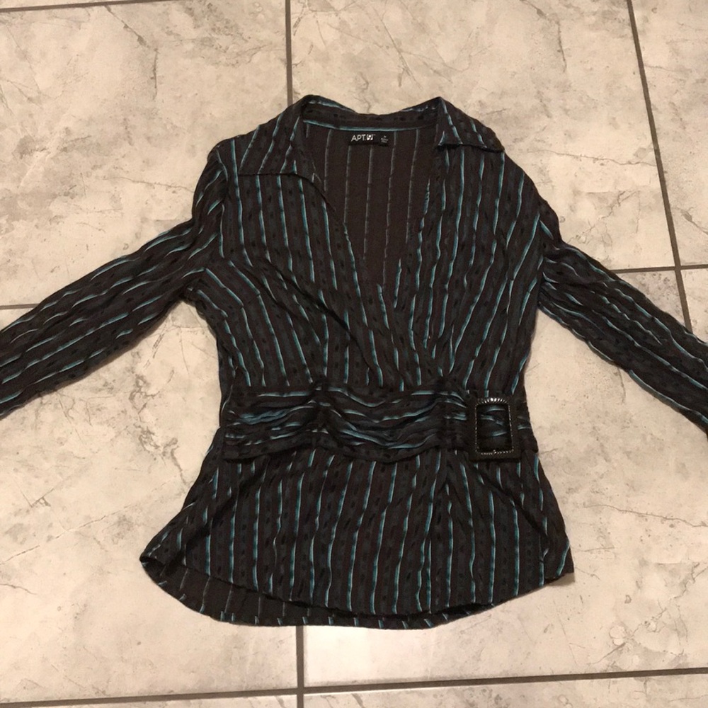 Brown and teal dress shirt